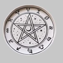 Pentagrammot Körülvevő Zodiákus Jegyek Tálca